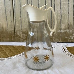 Vintage Log Cabin Glass Syrup Dispenser